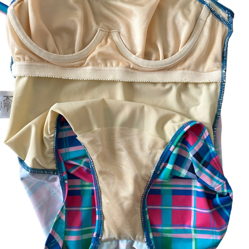 Talbots Plaid One Piece Swimsuit - Size 6 - Picture 7 of 9
